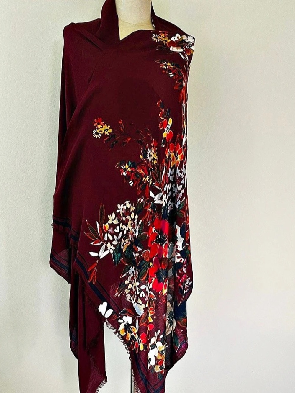 and sew away Floral Rayon Wrap in Burgundy